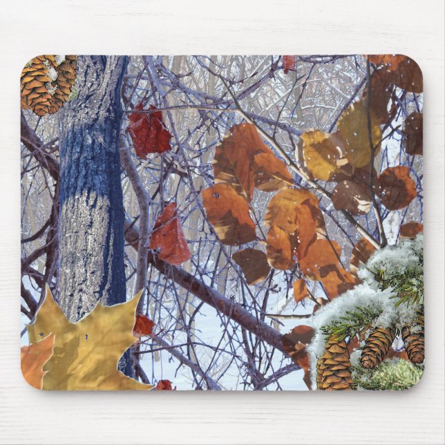 First Snow Winter Forest Camo Print Mouse Pad (Front)