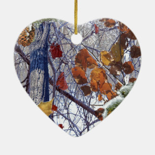 First Snow Winter Scene Camouflage Painting Ceramic Tree Decoration