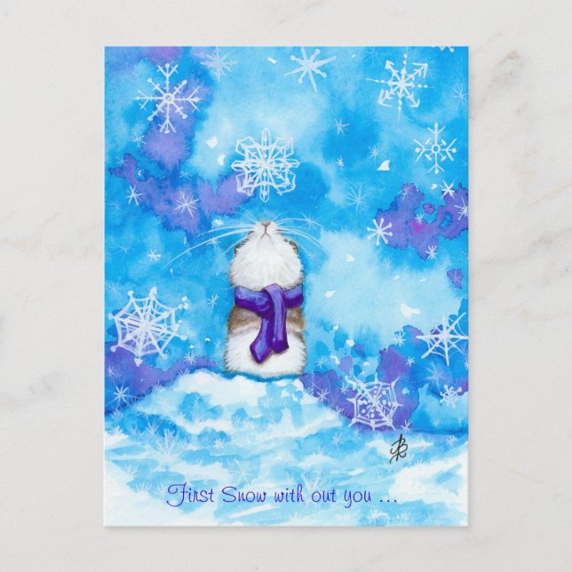 First Snow with you Missing you Post Card (Front)
