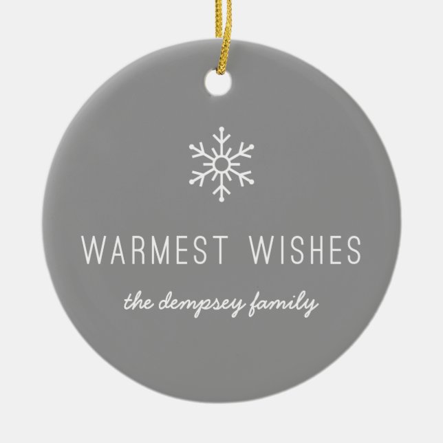 First Snowfall Ceramic Ornament - Grey (Front)