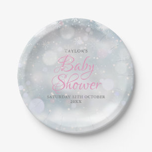 First Snowflakes baby shower Paper Plate