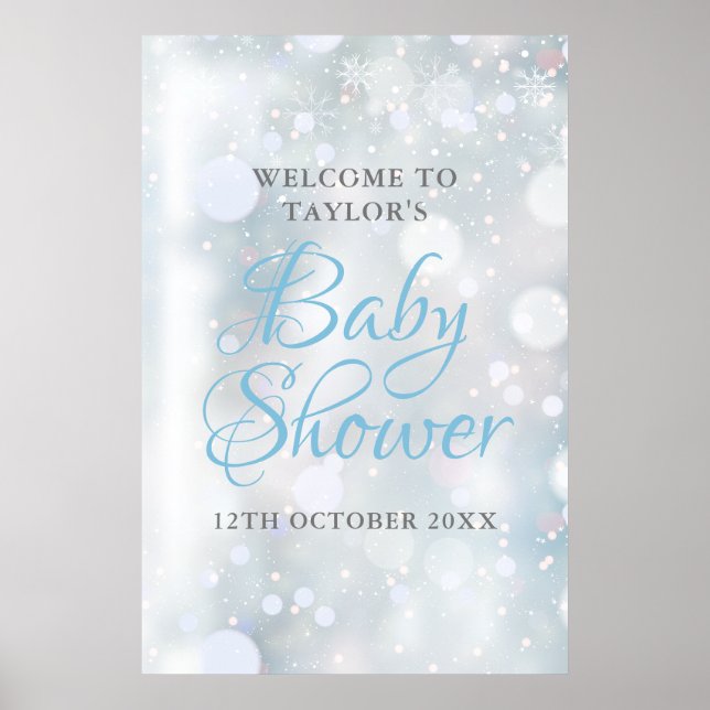 First Snowflakes Baby Shower / Sprinkle Welcome Poster (Front)