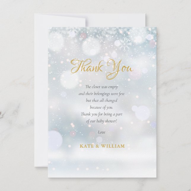 First Snowflakes Baby Shower Thank You Poem Card (Front)
