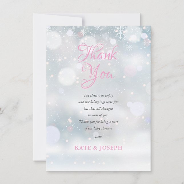 First Snowflakes Baby Shower Thank You Poem Card (Front)