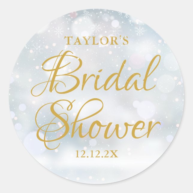 First Snowflakes Bridal Shower Favour Classic Round Sticker (Front)