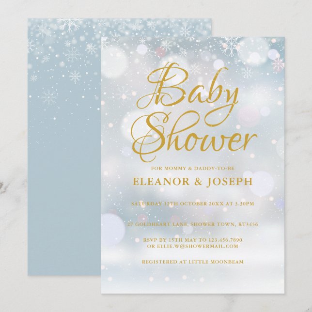 First Snowflakes Couples Baby Shower / Sprinkle Invitation (Front/Back)
