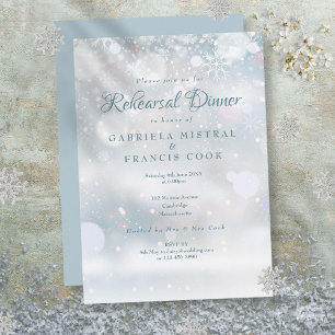 First Snowflakes Wedding Rehearsal Dinner Invitation