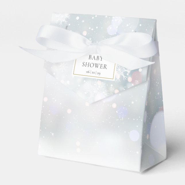 First Snowflakes Winter Baby Shower Favour Box (Front Side)