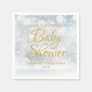 First Snowflakes Winter Couples Baby Shower Napkin