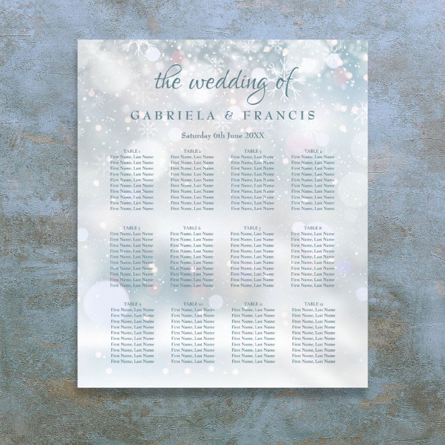 First Snowflakes Winter Wedding Seating Chart (First Snowflakes Winter Wedding Seating Chart)