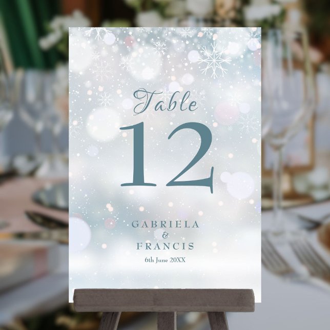 First Snowflakes Winter Wedding Table Number (First Snowflakes Winter Wedding Table Number)