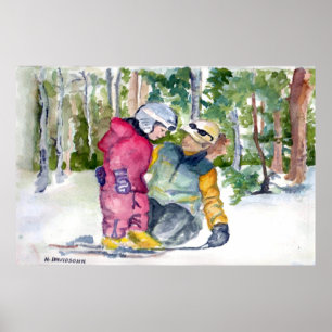 FIRST SNOWSKIS - WATERCOLOR POSTERS - H DAVIDSOHN