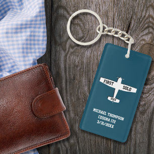First Solo Aeroplane & Photo Aviation Personalised Key Ring