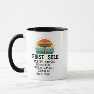 First Solo Aeroplane PILOT Retro Personalised Mug