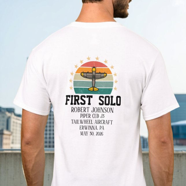 First Solo Aeroplane PILOT Retro Personalised T-Shirt (Creator Uploaded)