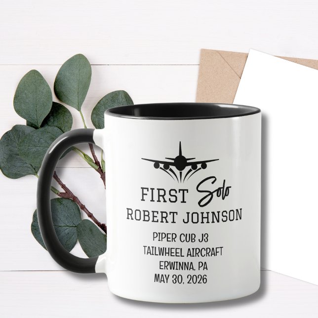 First Solo Aeroplane PILOT Simple Personalised Mug (Creator Uploaded)