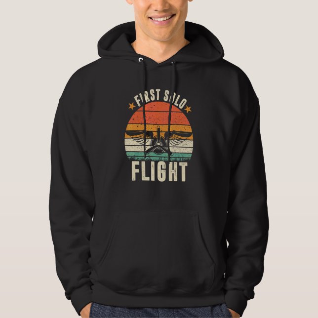 First Solo Flight  Plane Aircraft Pilot Flight 1 Hoodie (Front)