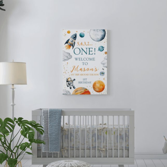 First Space Adventure Boy Birthday Welcome Poster (Creator Uploaded)