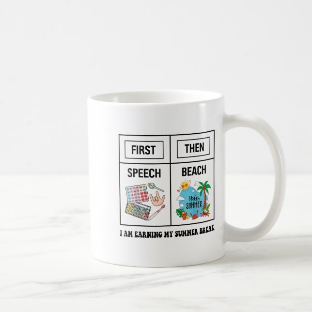 First Speech Then Beach Funny Speech Therapy Summe Coffee Mug (Right)