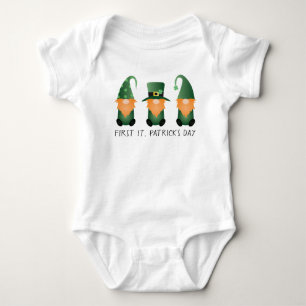 First St Patricks Day Gnomes Green Orange Baby Bodysuit