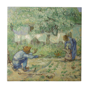 First Steps after Millet by Vincent Van Gogh Ceramic Tile