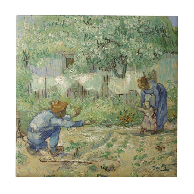 First Steps after Millet by Vincent Van Gogh Ceramic Tile (Front)