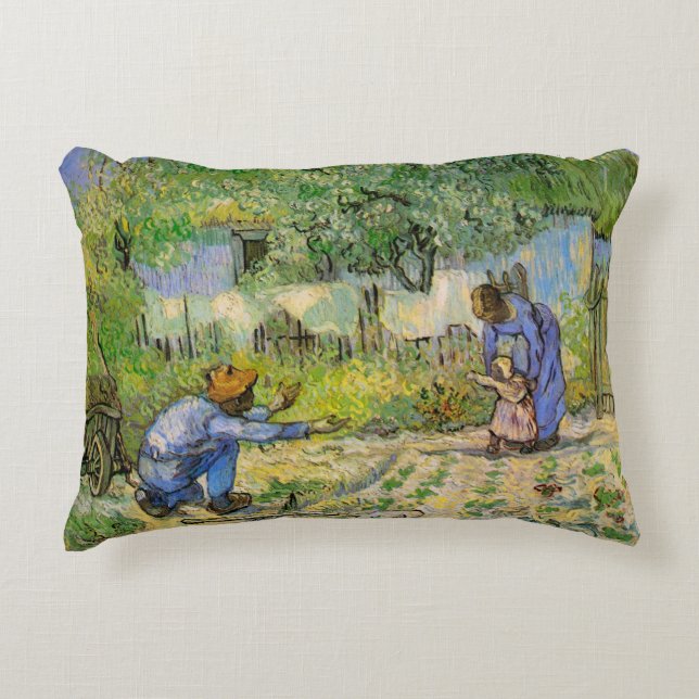 First Steps (after Millet) by Vincent van Gogh Decorative Cushion (Front)