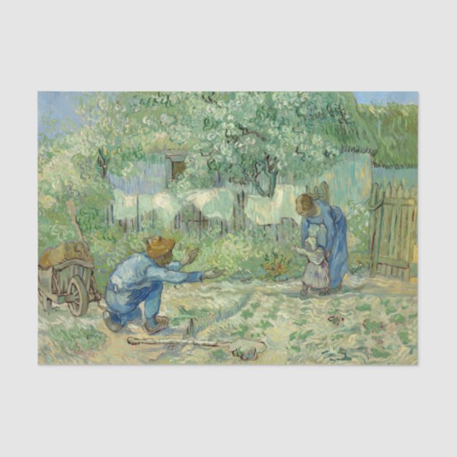 First Steps, after Millet by Vincent Van Gogh Tissue Paper (Front)
