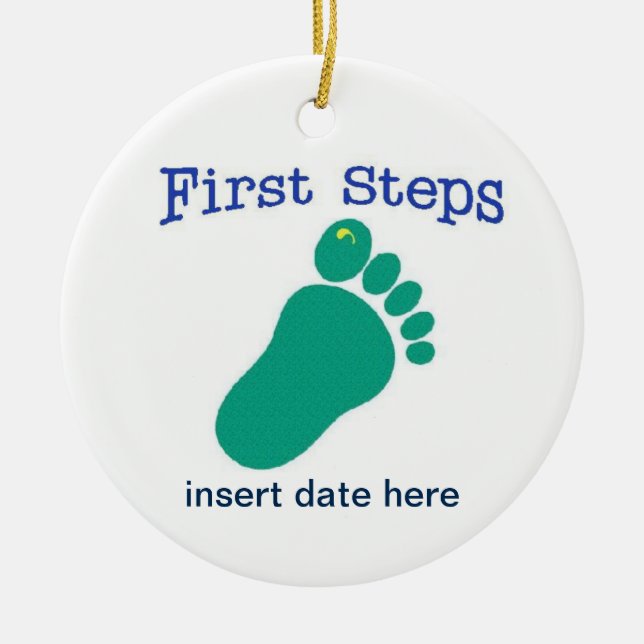 First Steps Ceramic Ornament (Front)