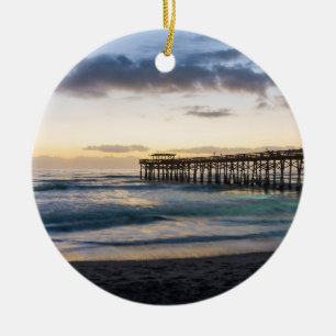 First Sunrise At Cocoa Ceramic Ornament
