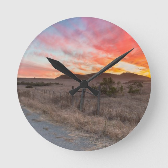 First Sunset of the Day Round Clock (Front)