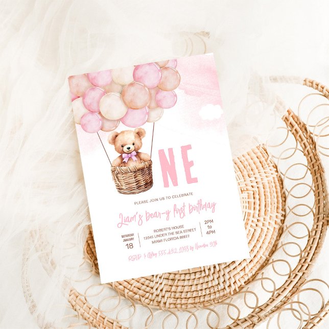 First Teddy Bear Boy Boho 1st Birthday Invitation (Creator Uploaded)