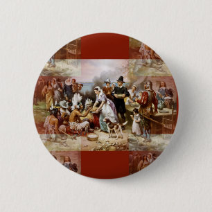 first thanksgiving 6 cm round badge