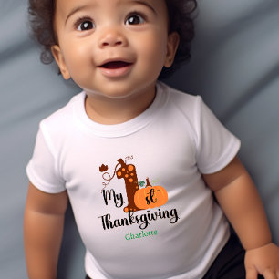 First Thanksgiving Add a Name white   Baby T-Shirt