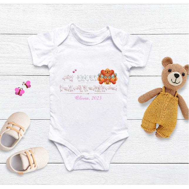 First Thanksgiving ASL sign language Add Name  Baby Bodysuit (Creator Uploaded)