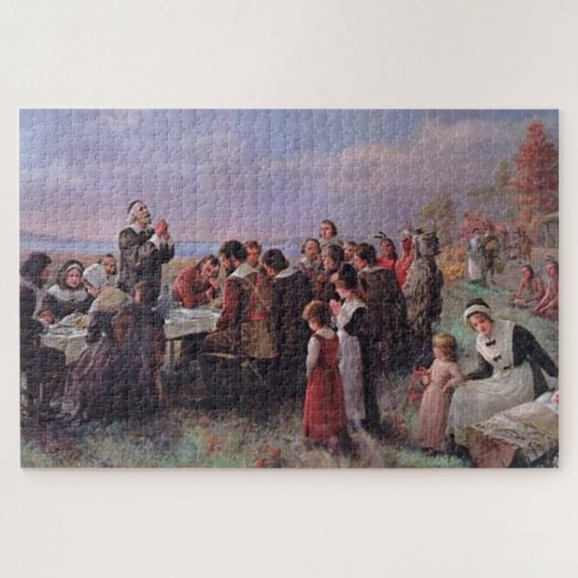 First Thanksgiving at Plymouth in 1621 Jigsaw Puzzle (Horizontal)