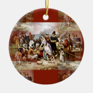 first thanksgiving ceramic ornament