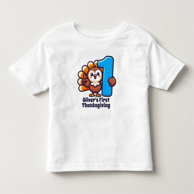 First Thanksgiving Customised Cute Turkey  Toddler T-Shirt (Front)