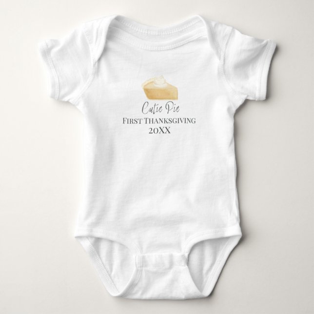 First Thanksgiving Cutie Pie Fall Baby One Piece Baby Bodysuit (Front)