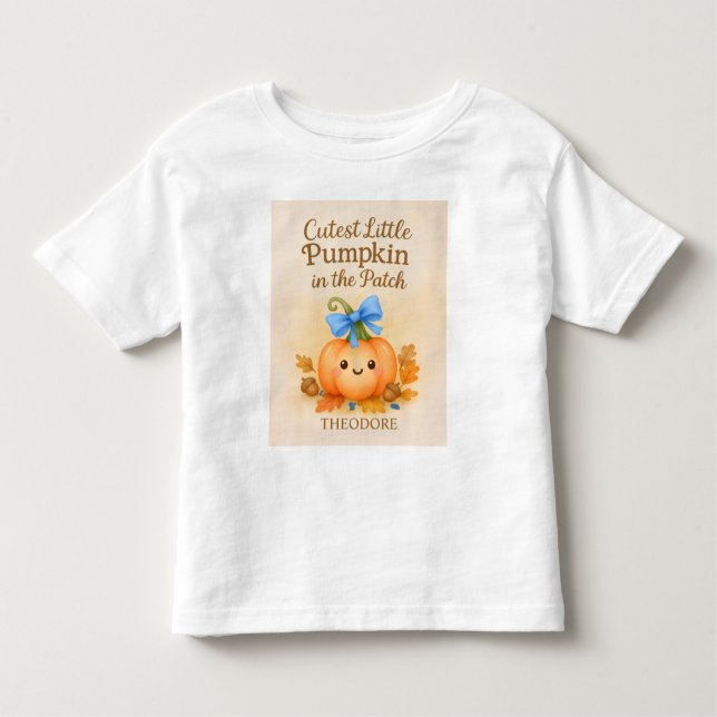 First Thanksgiving for Baby Boy with Pumpkin Toddler T-Shirt (Front)