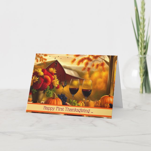 First Thanksgiving in New Home Custom  Holiday Card (Front)