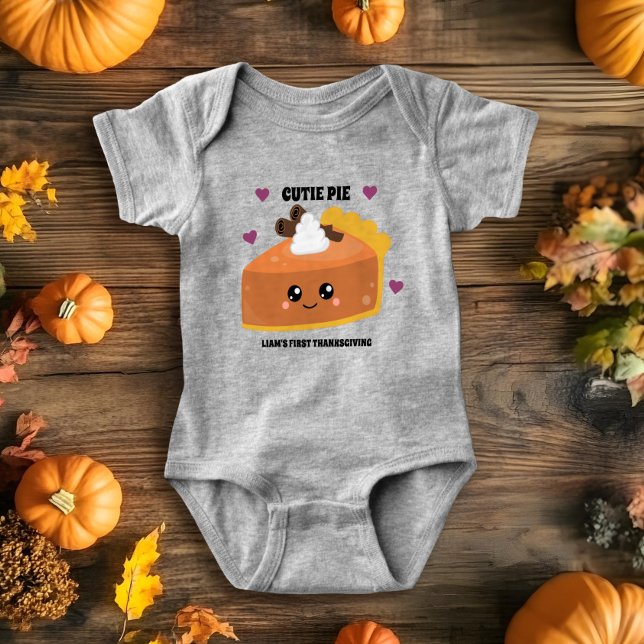 First Thanksgiving Outfit - Cutie Pie  Baby Bodysuit (The perfect outfit to hang out with the family on your first thanksgiving!)