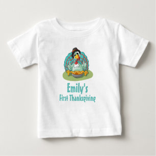 First Thanksgiving Turkey Eating Pumpkin Baby T-Shirt
