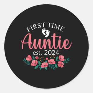 First Time Auntie 2024 Promoted To Auntie Classic Round Sticker
