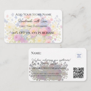 First-time Customers Elegant Floral Watercolor Discount Card