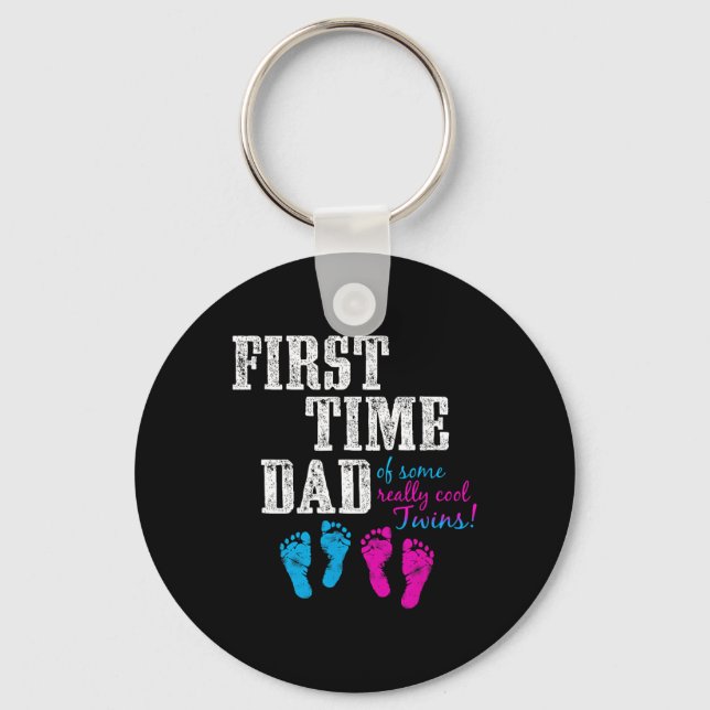 First Time Dad, Daddy Of Bg Twins, Father's Day Gi Key Ring (Front)