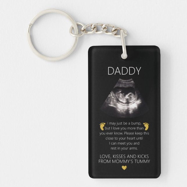 First Time Dad Ultrasound Pregnancy Announcement Key Ring (Front)