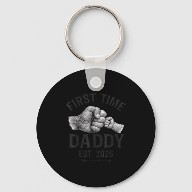 First Time Daddy Est 2026 Fist Bump New Dad Father Key Ring (Front)