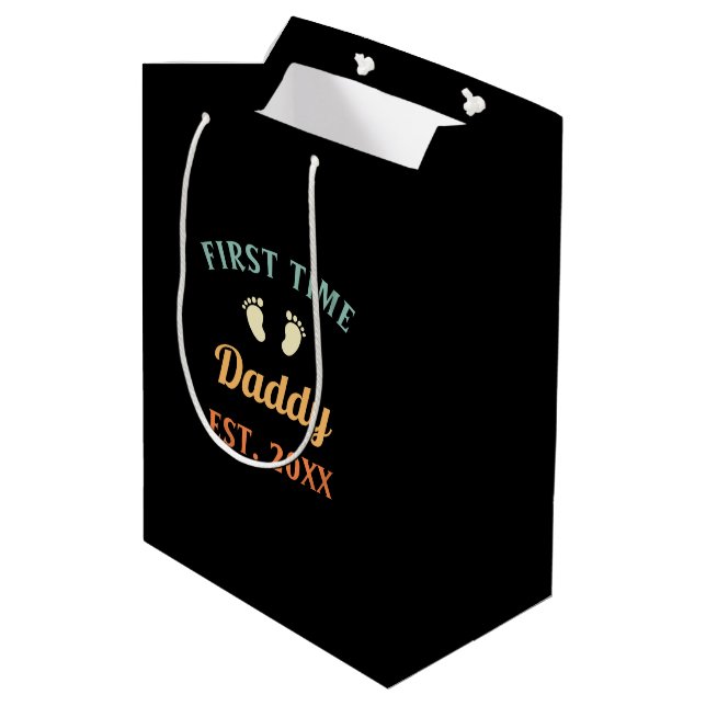 First Time Daddy Fatherhood Father's Day Medium Gift Bag (Back Angled)