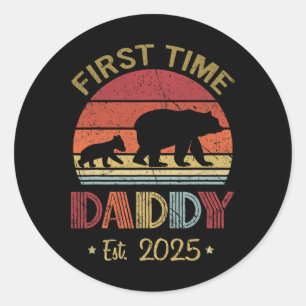 First Time Daddy New Dad Est 2025 Fathers Day Boy Classic Round Sticker